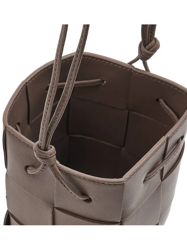 Bottega Veneta Intrecciato Cassette Small Bucket Bag Taupe Grey