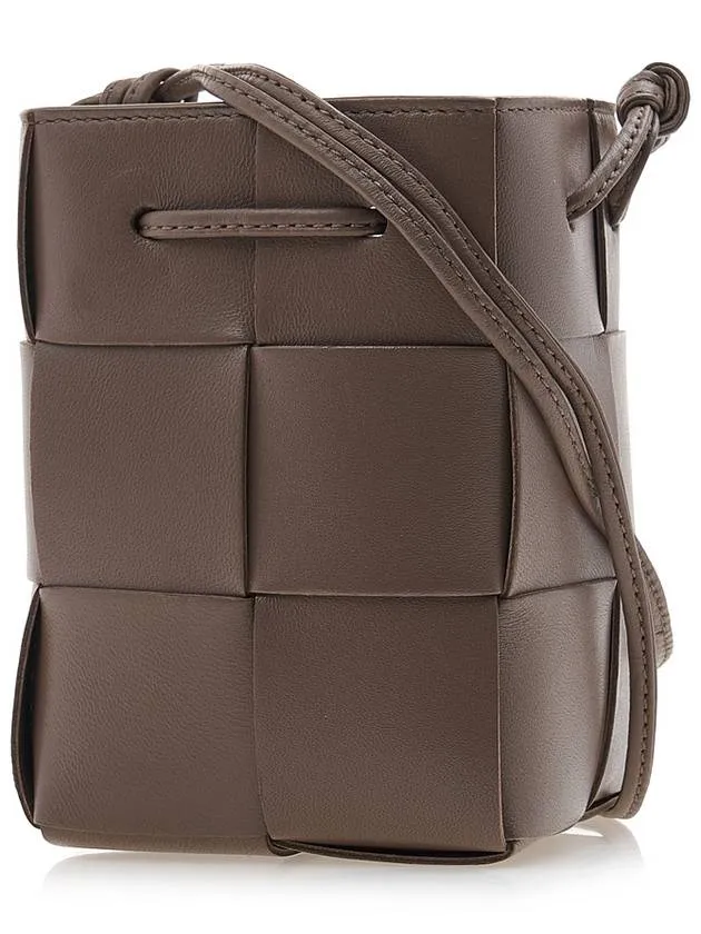Bottega Veneta Intrecciato Cassette Small Bucket Bag Taupe Grey