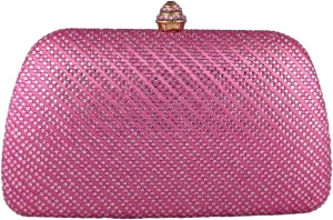 Boutique De FGG D Shape Women Crystal Evening Bags Formal Parties and Weddings Chic Clutch Purse Rhinestone Handbags, Mini
