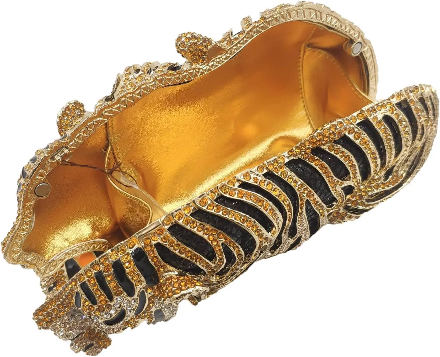 Boutique De FGG Tiger Rhinestone Clutch Purse for Women Formal Evening Bag Sparkly Bridal Wedding Crystal Clutch Bag,Mini