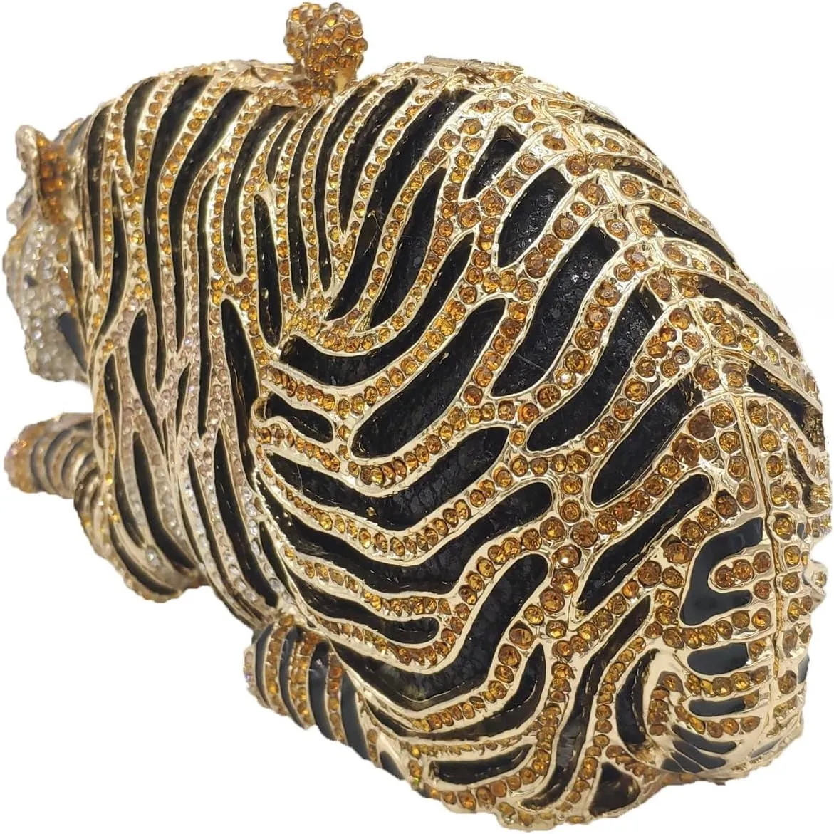 Boutique De FGG Tiger Rhinestone Clutch Purse for Women Formal Evening Bag Sparkly Bridal Wedding Crystal Clutch Bag,Mini