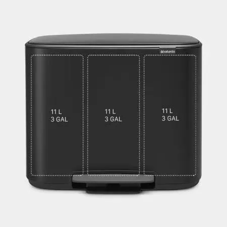 Brabantia Bo Pedal Bin - 3 X 11 Liters, Matt Black