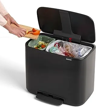 Brabantia Bo Pedal Bin - 3 X 11 Liters, Matt Black