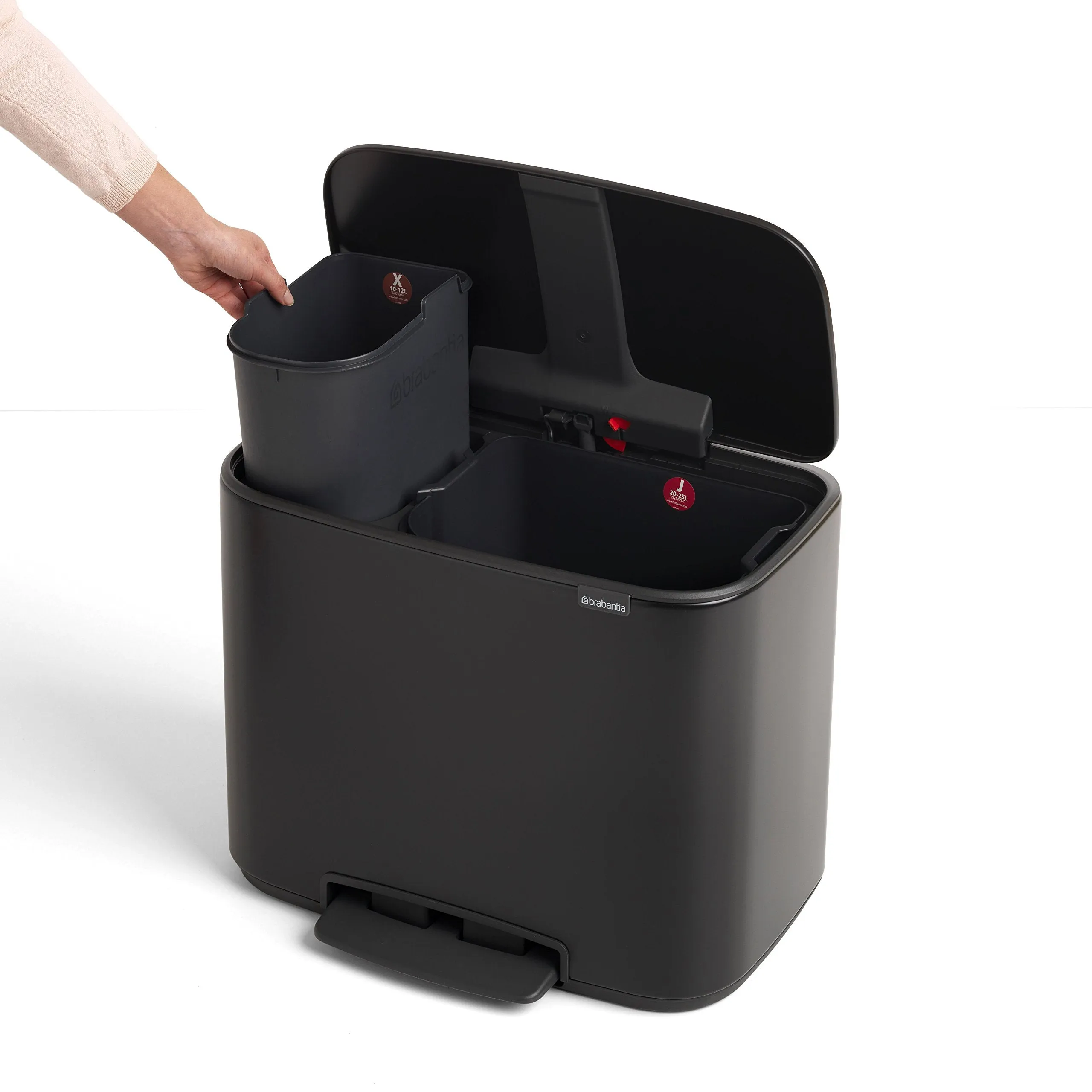 Brabantia Bo Pedal Bin - 3 X 11 Liters, Matt Black