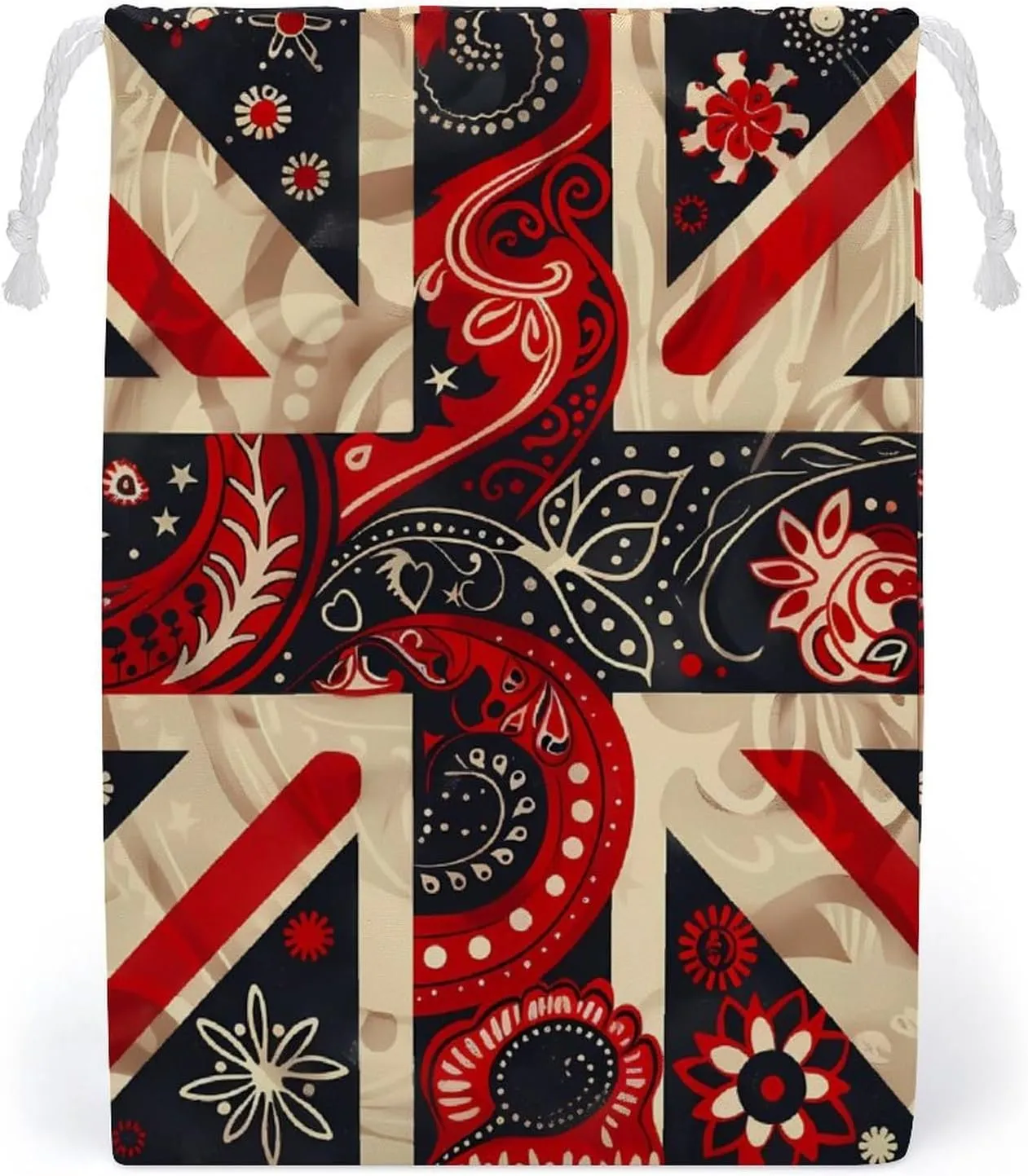 British Paisley Flag Drawstring Bag Portable Storage Bags Small Pouch for Sports Travel 20 * 25cm
