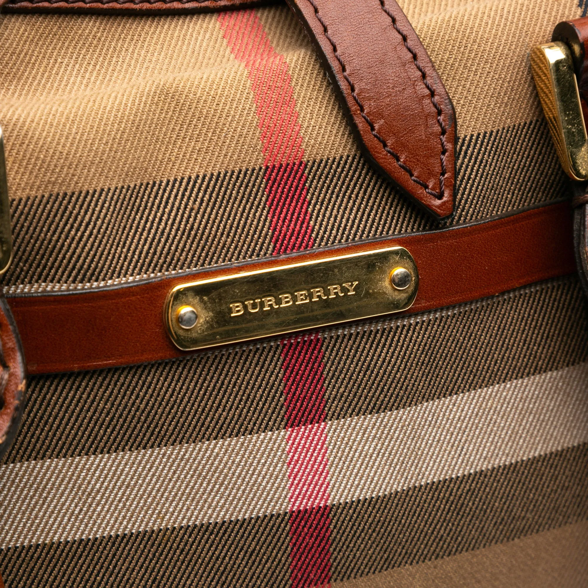 Brown Burberry House Check Canvas Bridle Orchard Satchel