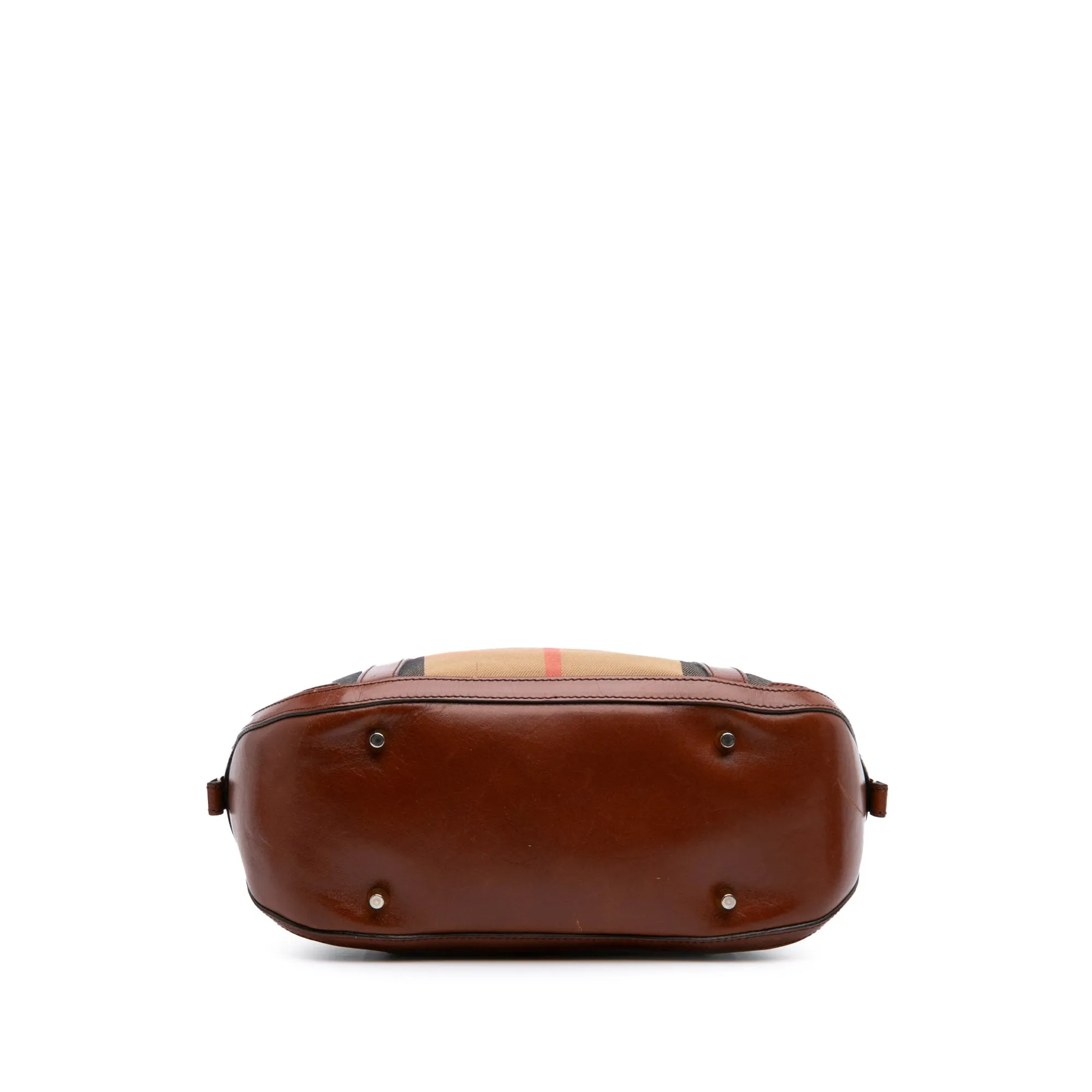Brown Burberry House Check Canvas Bridle Orchard Satchel
