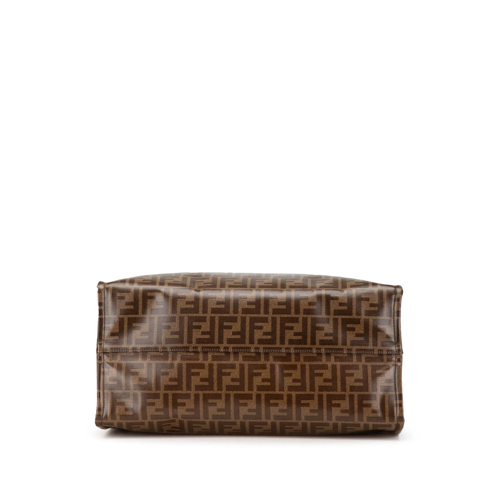 Brown Fendi Fila Zucca Coated Canvas Logo Mania Shopper Tote Satchel
