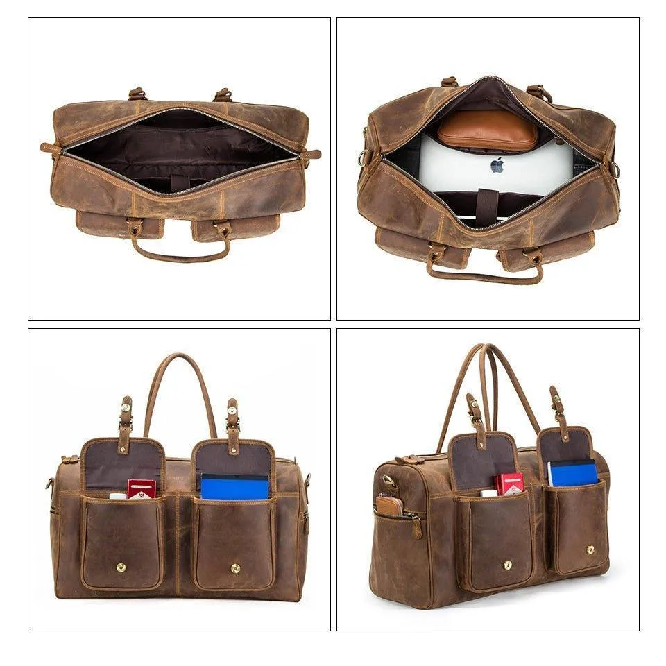 Brown Leather Duffle Bag Vintage