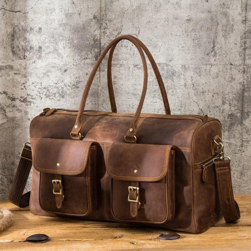 Brown Leather Duffle Bag Vintage