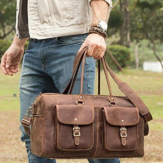 Brown Leather Duffle Bag Vintage