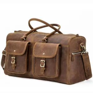 Brown Leather Duffle Bag Vintage