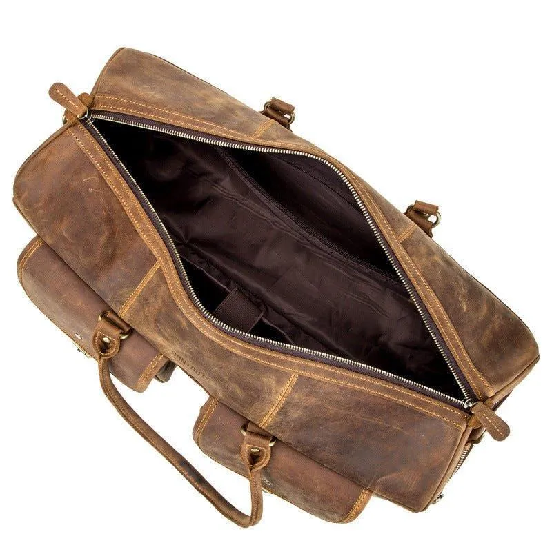 Brown Leather Duffle Bag Vintage