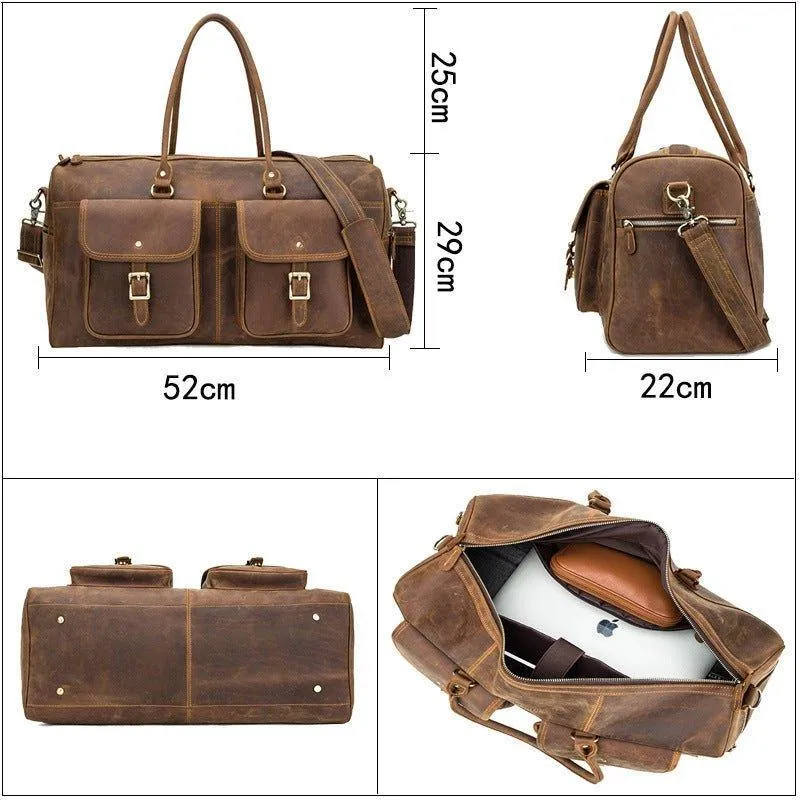 Brown Leather Duffle Bag Vintage