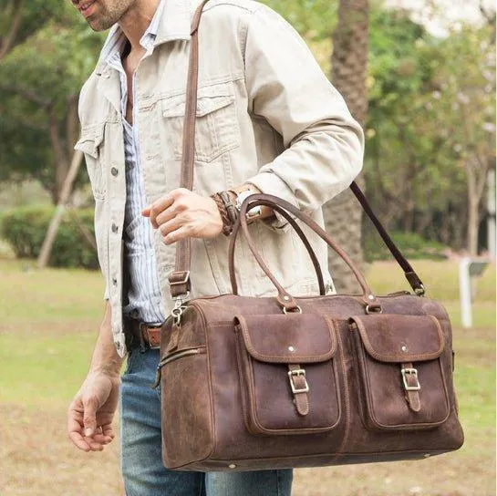 Brown Leather Duffle Bag Vintage