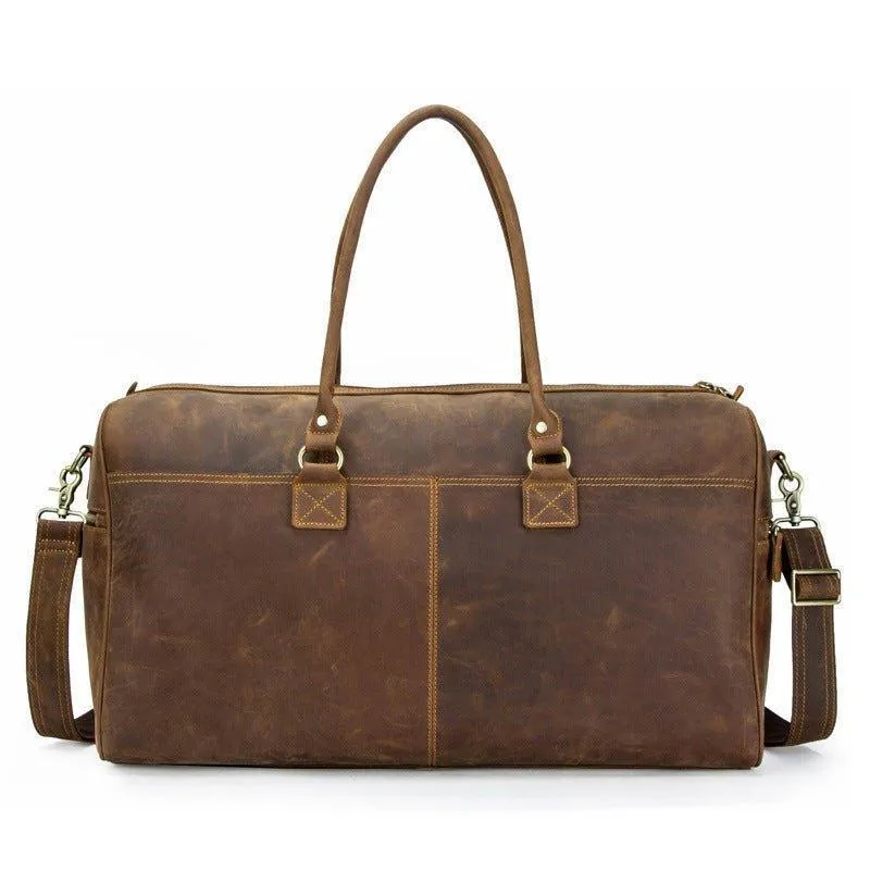 Brown Leather Duffle Bag Vintage