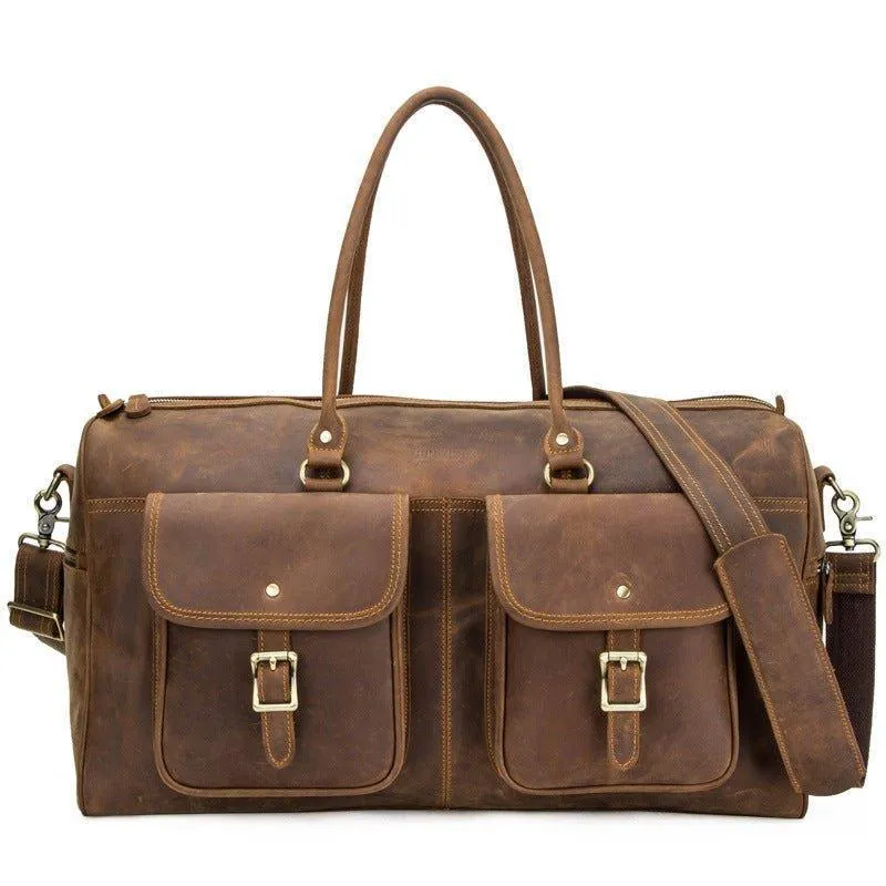 Brown Leather Duffle Bag Vintage
