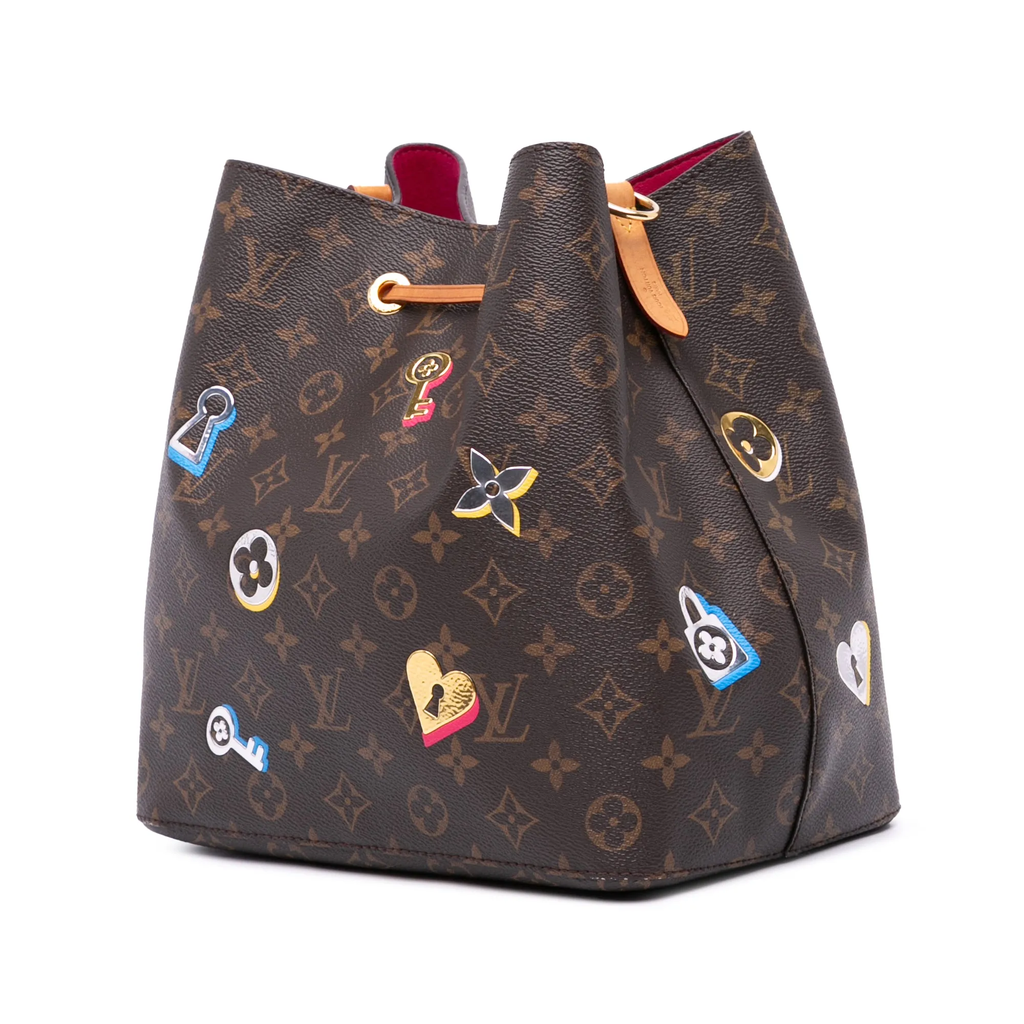 Brown Louis Vuitton Monogram Love Lock Neonoe MM Bucket Bag