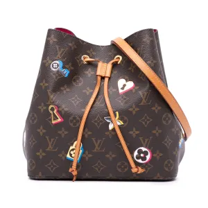 Brown Louis Vuitton Monogram Love Lock Neonoe MM Bucket Bag