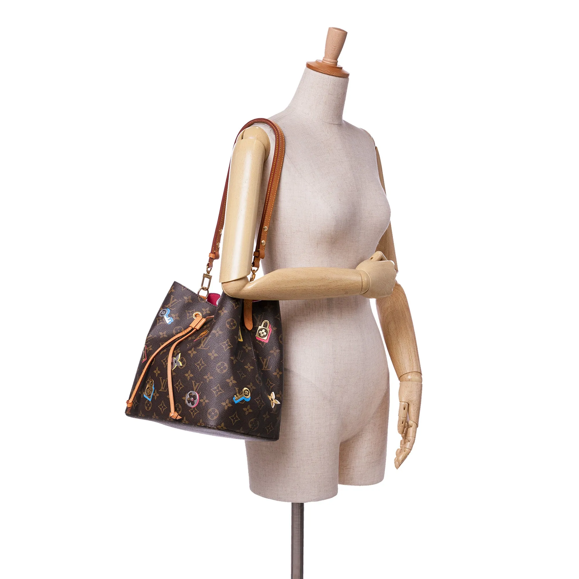 Brown Louis Vuitton Monogram Love Lock Neonoe MM Bucket Bag