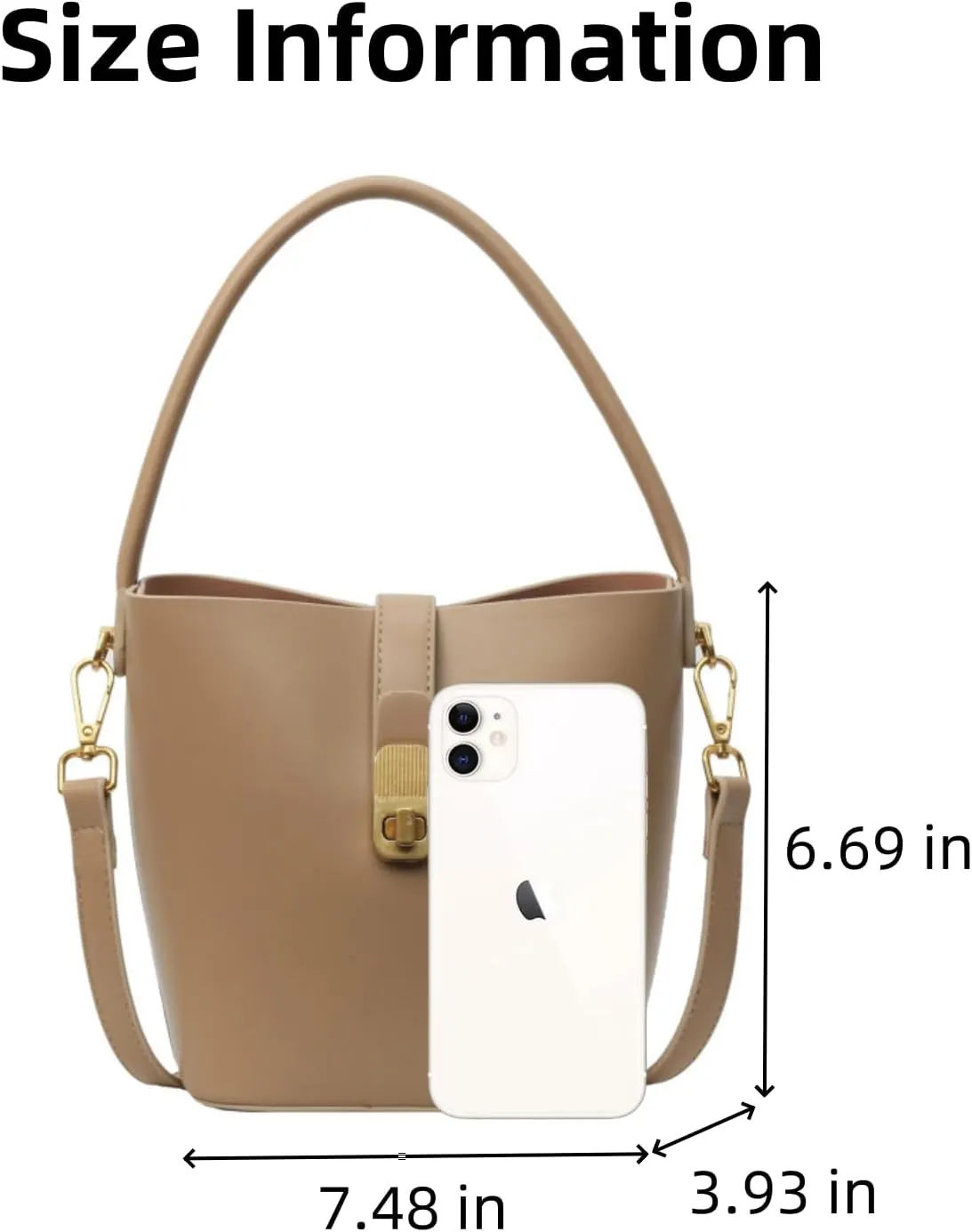 Bucket Bag for Women Stylish Shoulder Bag PU Leather Crossbody Bag Trendy Purse with Zipper Closure