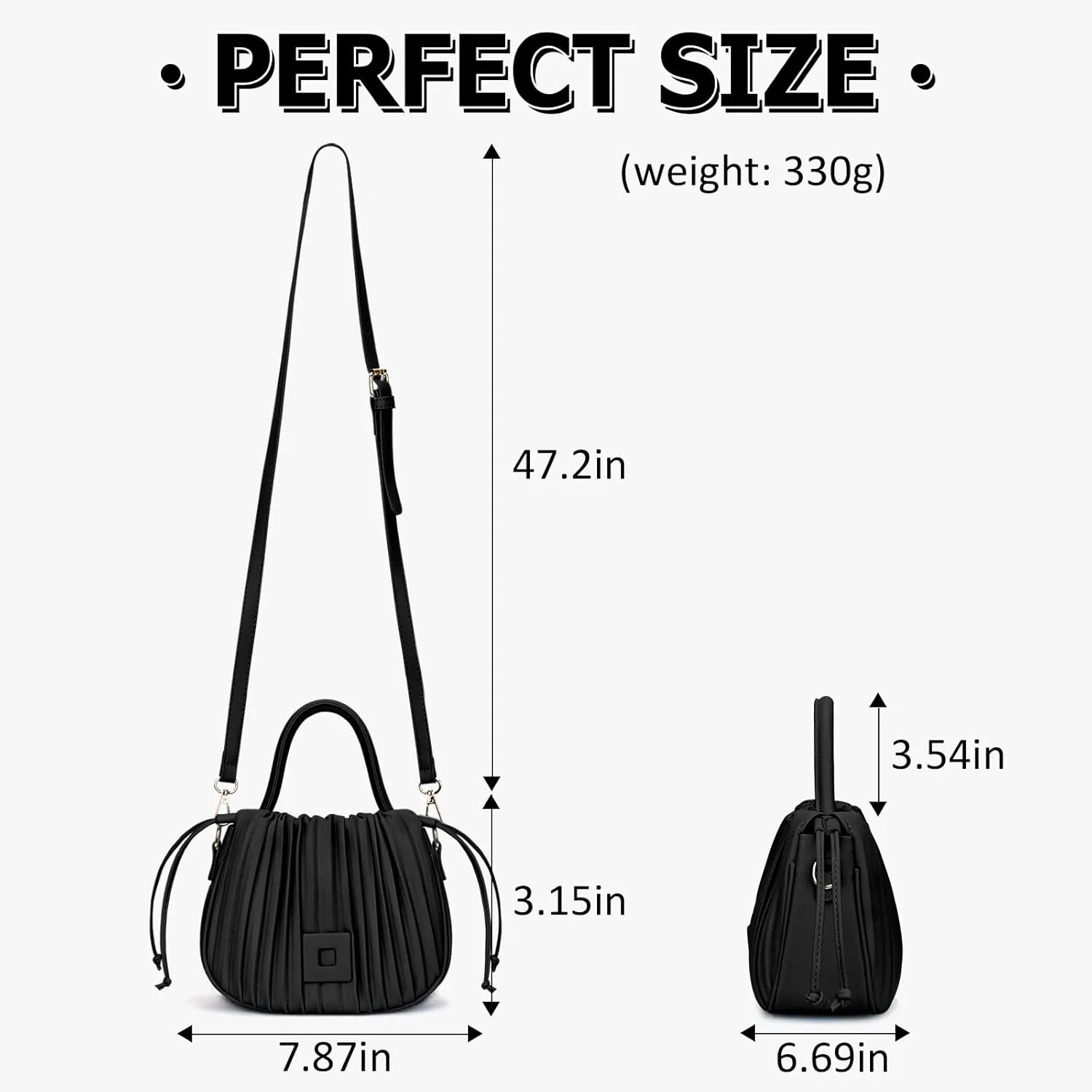 Bucket Bags for Women Drawstring Pleated Shoulder Handbag Hobo Crossbody Bucket Purses