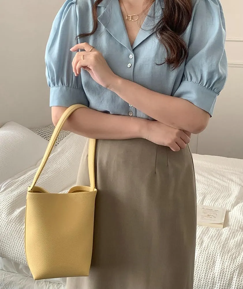 Bucket Handbag for Women Vegan Leather Shoulder Purses Casual Tote Bag for Work Top Handle Bag with Drawstring Purse