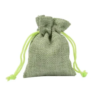 Burlap Jute Drawstring Bags Green - 7 Sizes