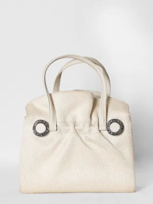 Bvlgari Coated Canvas Leather Trimmed Top Handle Bag