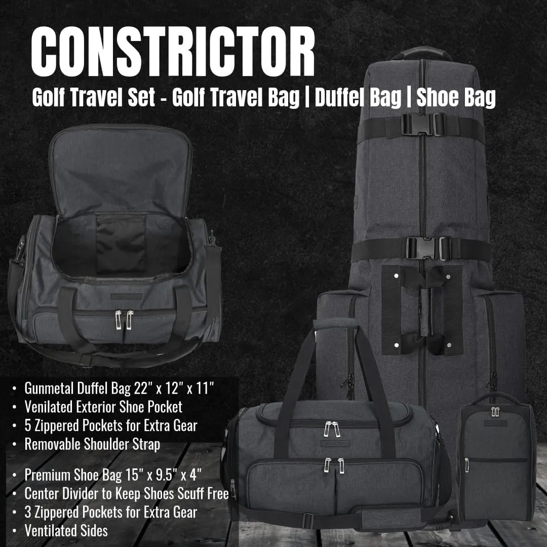 CaddyDaddy Constrictor Soft-Sided Golf Travel Bag Cover with Padded Top, Wheels & Lockable Oversized Zippers | Case for Transporting Clubs on Airlines | 1 Year Travel Case Replacement Coverage