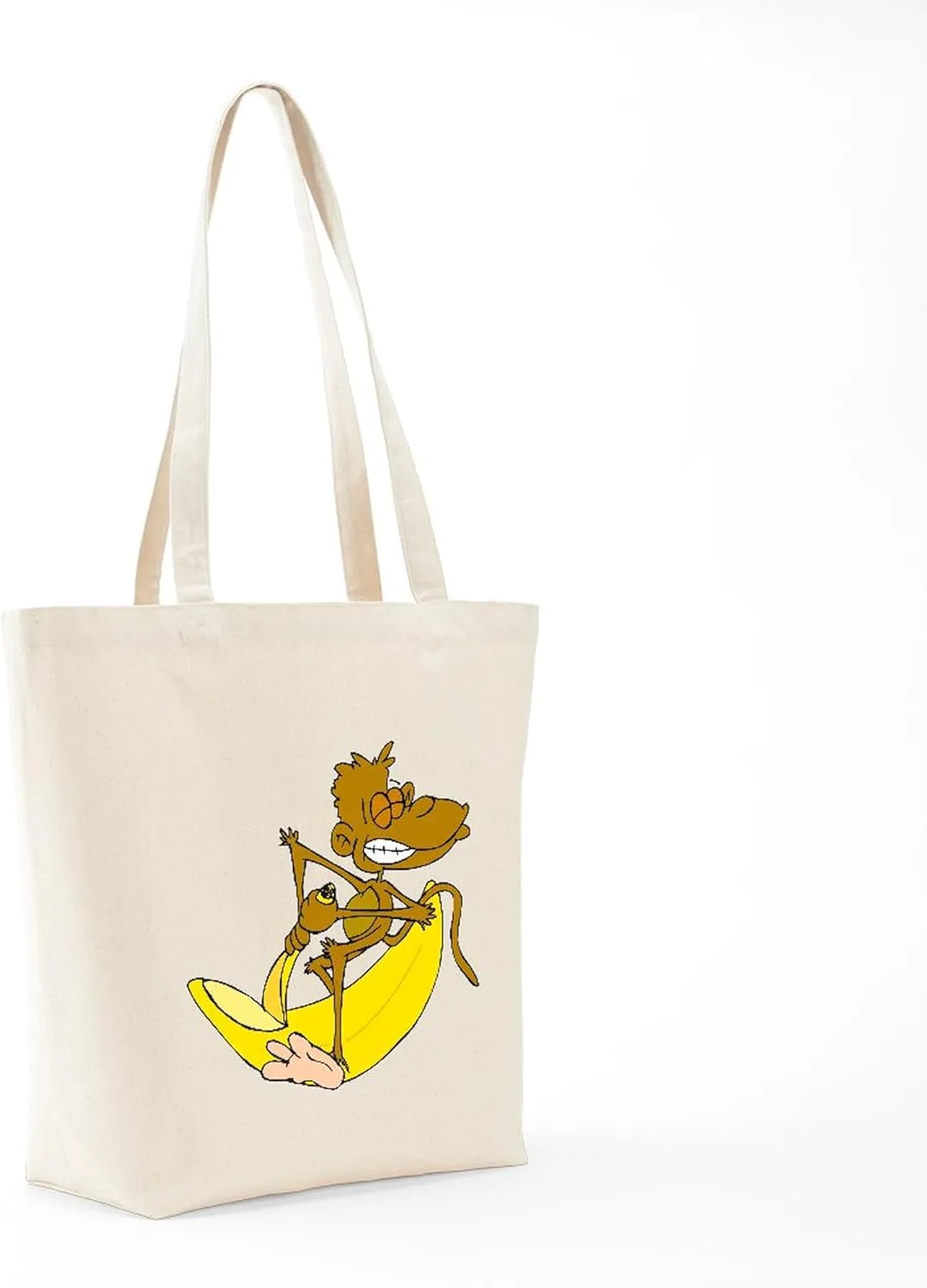 CafePress Banana Monkey Tote Bag Reusable Natural Beige Canvas Shopping Bag