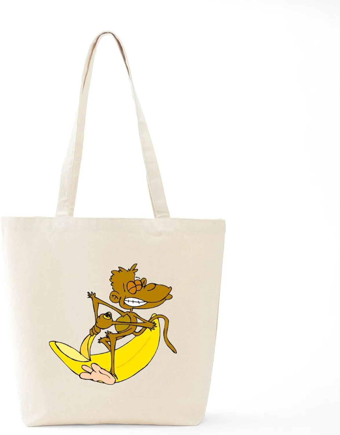 CafePress Banana Monkey Tote Bag Reusable Natural Beige Canvas Shopping Bag