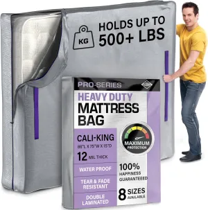 Cal King Mattress Bags For Moving, California King Mattress Bag For Moving - Heavy Duty 10 Mil Zipper Mattress Cover For Moving w 8 Carry Handles - Storage, Moving Mattress Protector Bag