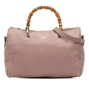 Calfskin Bamboo Shopper Boston Bag
