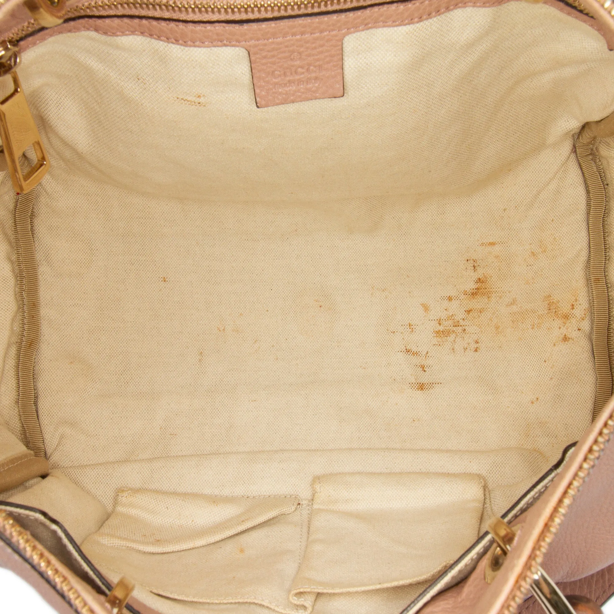 Calfskin Bamboo Shopper Boston Bag