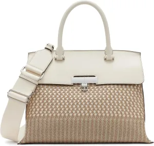 Calvin Klein Women's Becky Turn Lock Satchel – 2 in 1, Vegan Leather, 3 Pockets