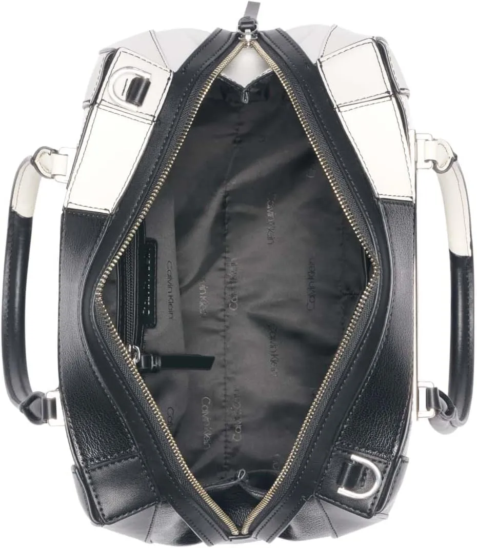 Calvin Klein Women's Wren Top Zip Satchel – 2 in 1, Vegan Leather, 4 Pockets