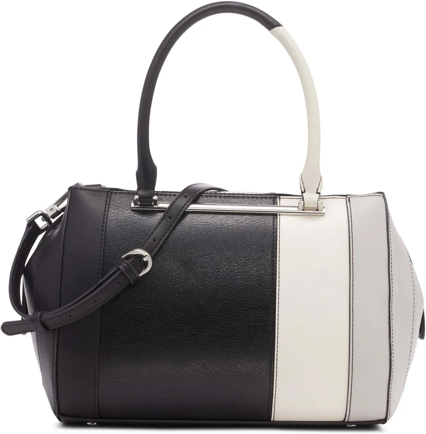 Calvin Klein Women's Wren Top Zip Satchel – 2 in 1, Vegan Leather, 4 Pockets