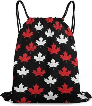Canada Flag Maple Travel Drawstring Bag Waterproof String Backpack Gym Sackpack Sport Bag