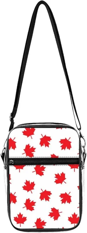 Canada Maple Leaf Clear Crossbody Bag Stadium Bag Adjustable Side Shoulder Bags Messenger Bag with 2 Compartments
