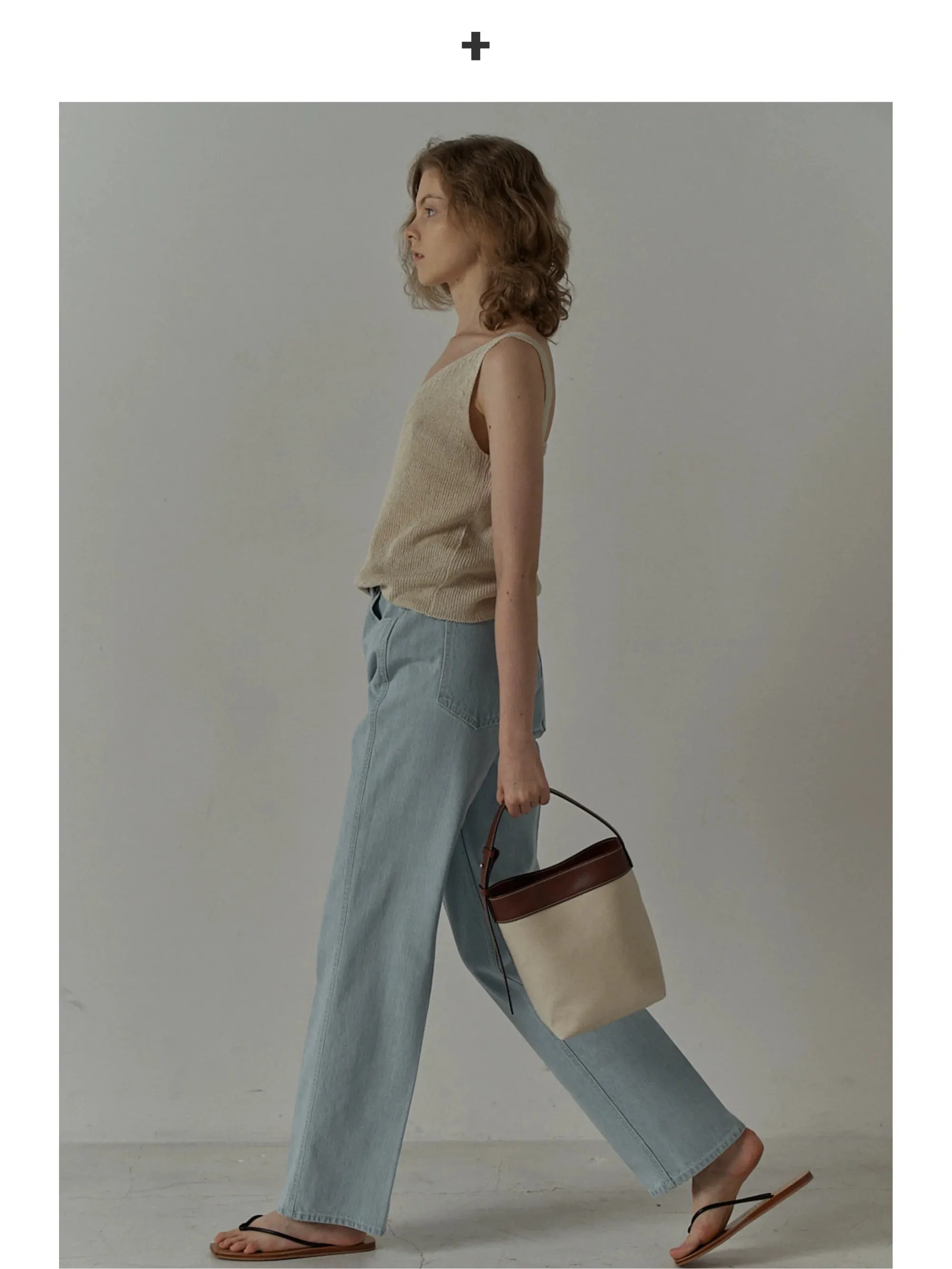 Canvas and Leather Bucket Bag