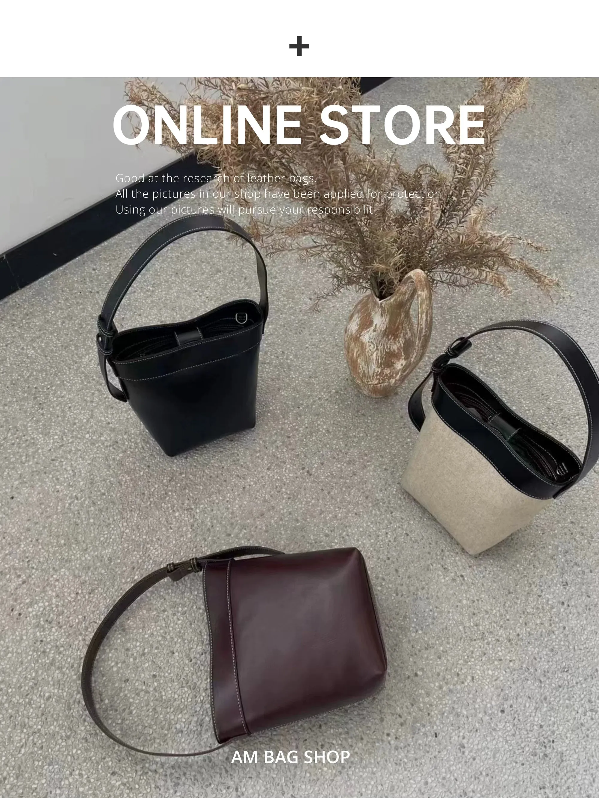 Canvas and Leather Bucket Bag
