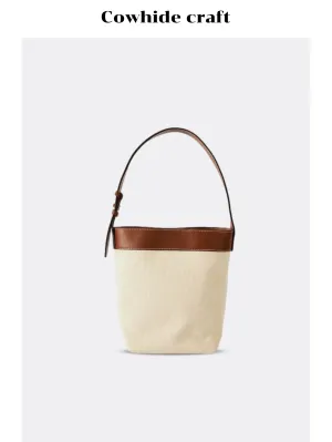 Canvas and Leather Bucket Bag