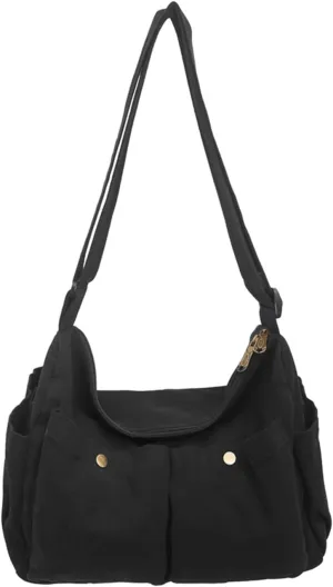 Canvas Messenger Bag Cute Crossbody Tote Bag Shoulder for Women Men for School Aesthetic Hobo with Multiple Pockets