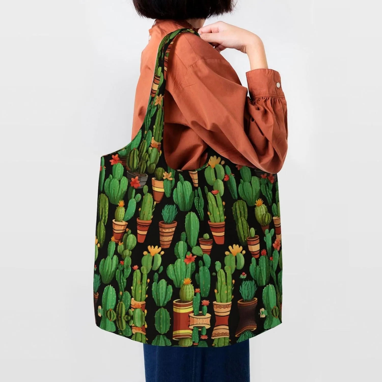 Canvas Tote Bag Lightweight Reusable Grocery Shopping Bag 3D Snake Handbag for Women Men