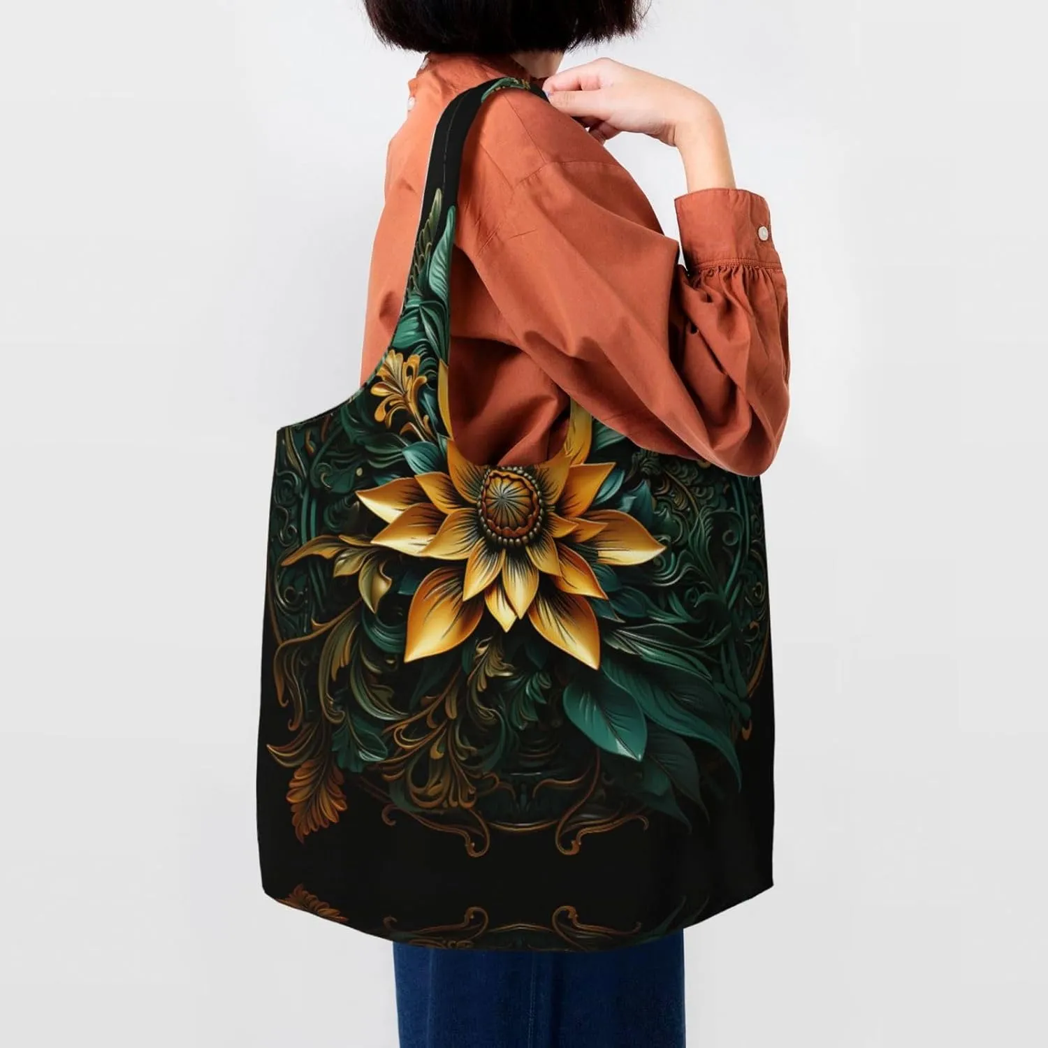 Canvas Tote Bag Lightweight Reusable Grocery Shopping Bag 3D Snake Handbag for Women Men
