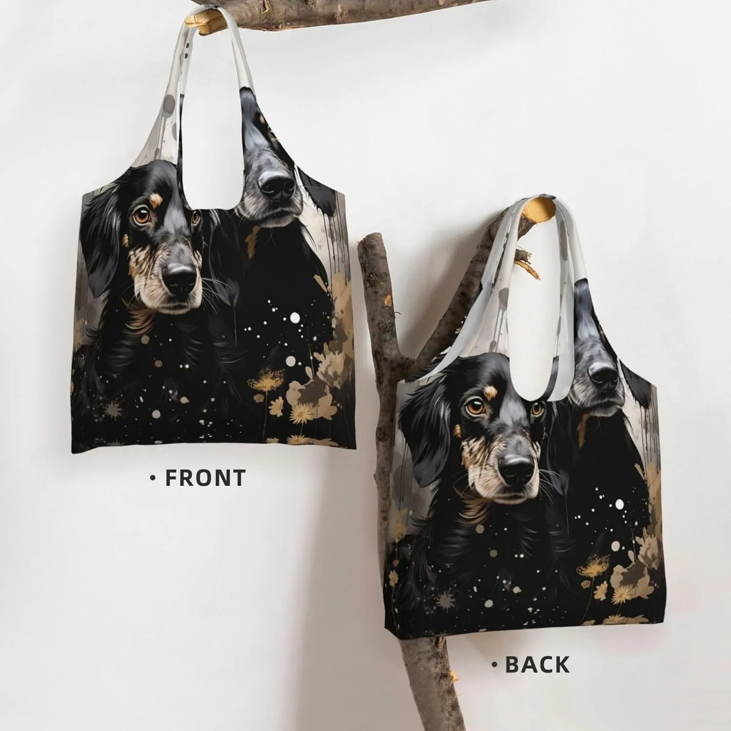 Canvas Tote Bag Lightweight Reusable Grocery Shopping Bag Blue and White Flowers Handbag for Women Men