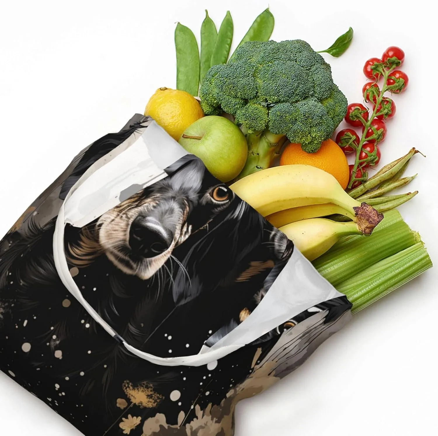 Canvas Tote Bag Lightweight Reusable Grocery Shopping Bag Blue and White Flowers Handbag for Women Men