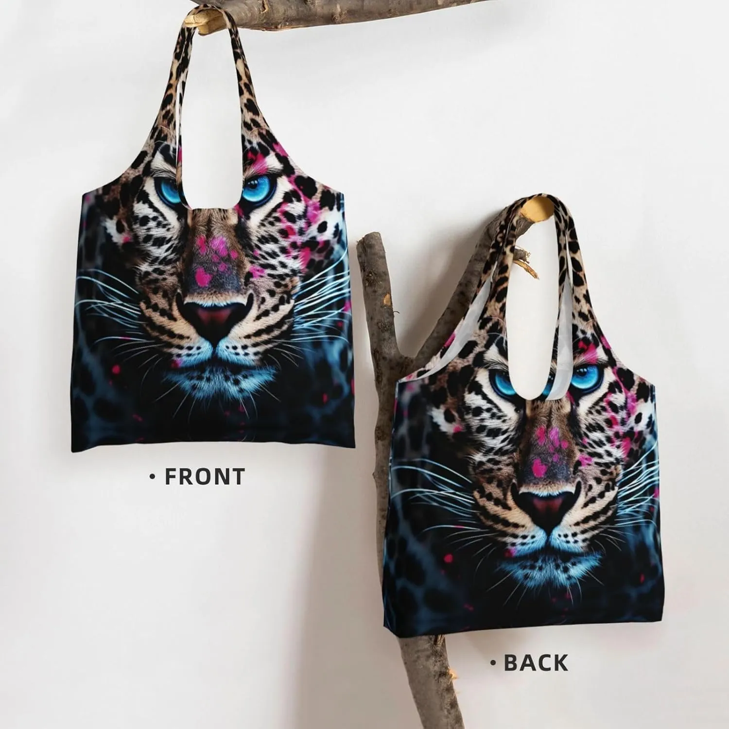 Canvas Tote Bag Lightweight Reusable Grocery Shopping Bag Blue Stripes and Red Flowers Handbag for Women Men