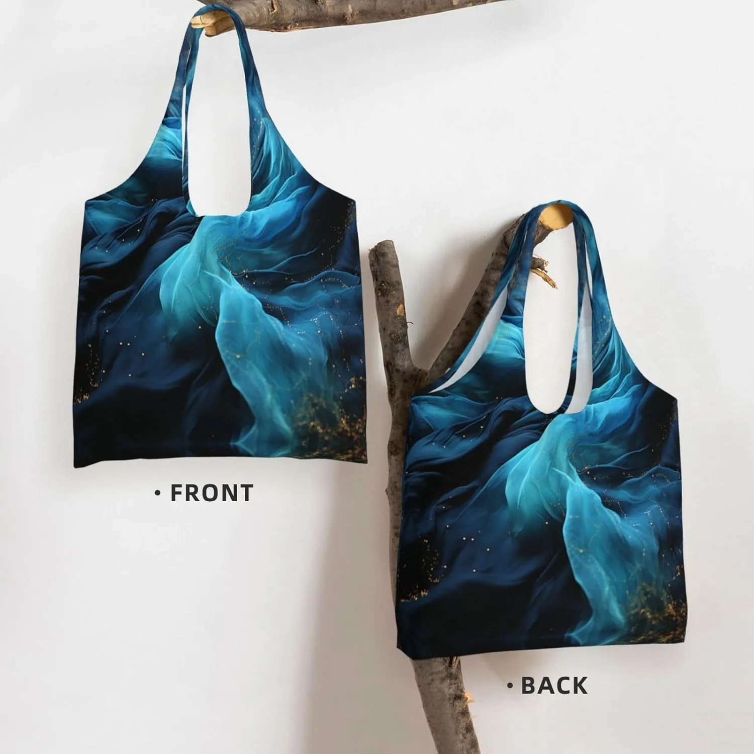 Canvas Tote Bag Lightweight Reusable Grocery Shopping Bag Blue Stripes and Red Flowers Handbag for Women Men